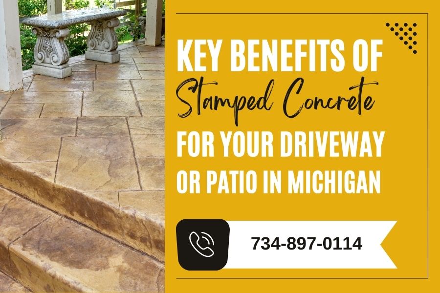 ⭐⭐⭐⭐⭐ Key Benefits of Stamped Concrete for Your Driveway or Patio in Michigan 🏠🏘️👀